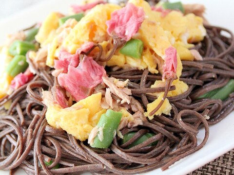 糖質制限★桜とツナ卵の春色パスタ♪